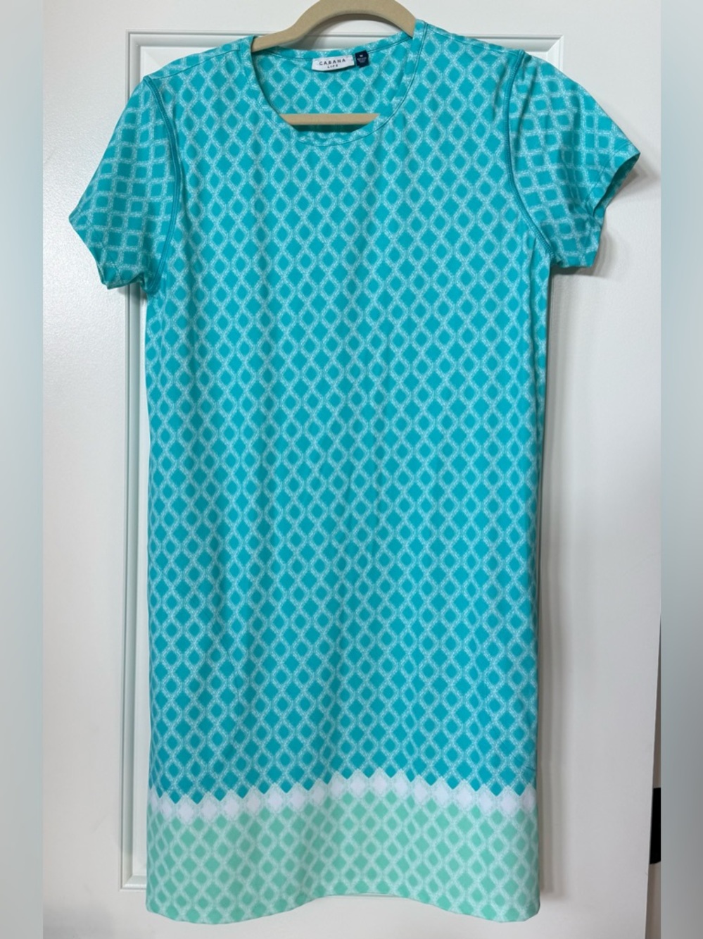 Cabana Life Turquoise & White Swim Coverup Dress M like new!